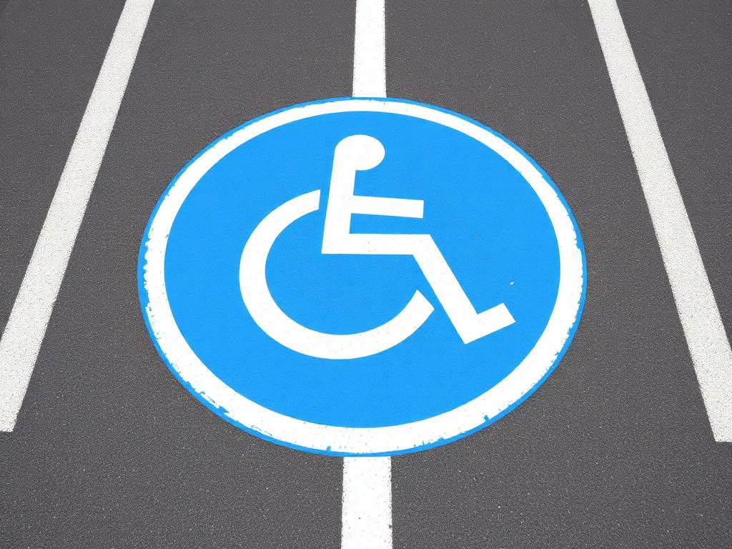Freshly painted ADA handicap parking symbol